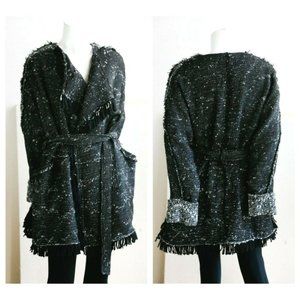 Free People Black and White Textured Blazer